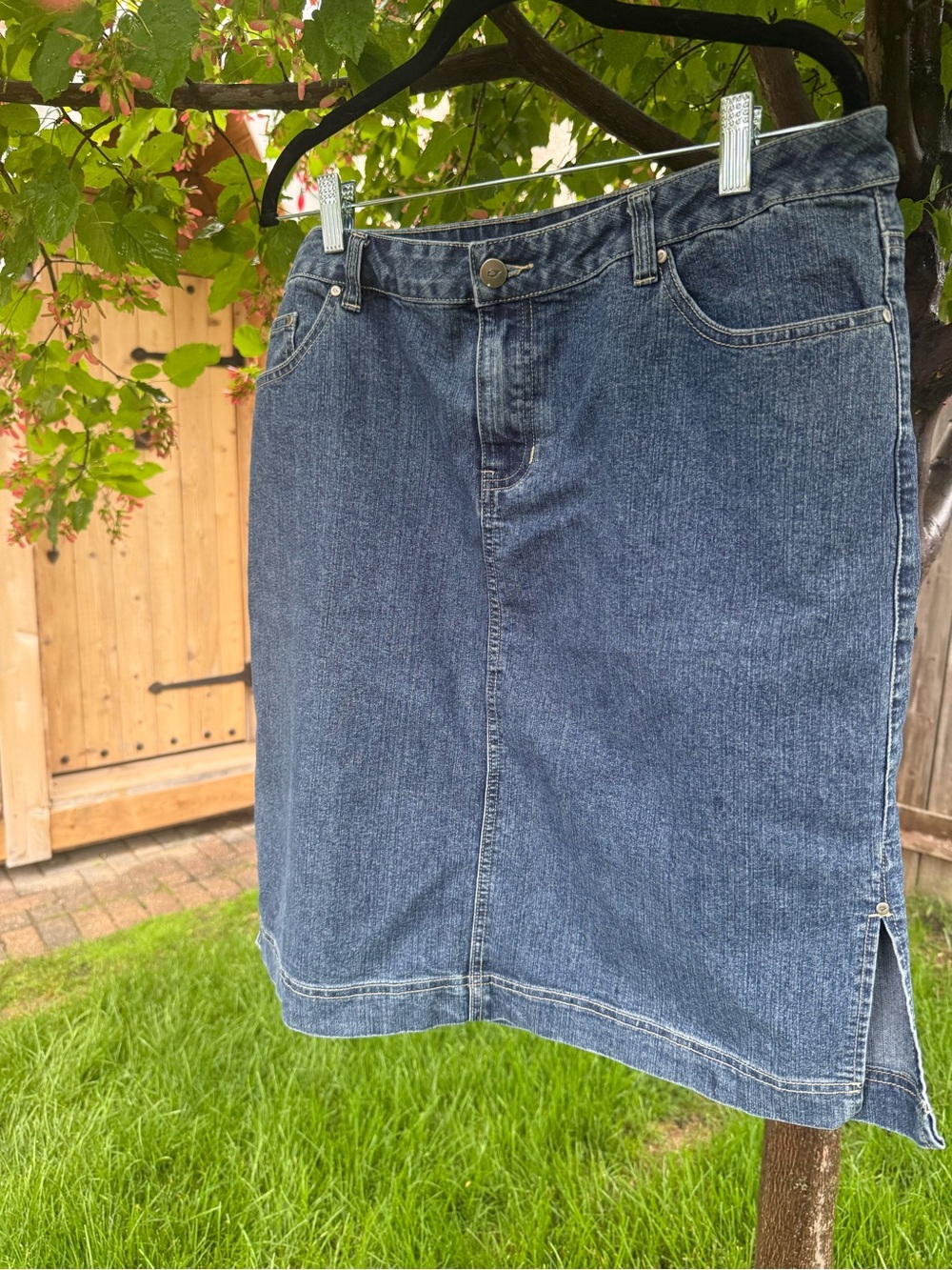 Cotton Ginny Denim Skirt Size 13 Light Blue Stretchy Jean Skirt Vintage - Picture 2 of 8